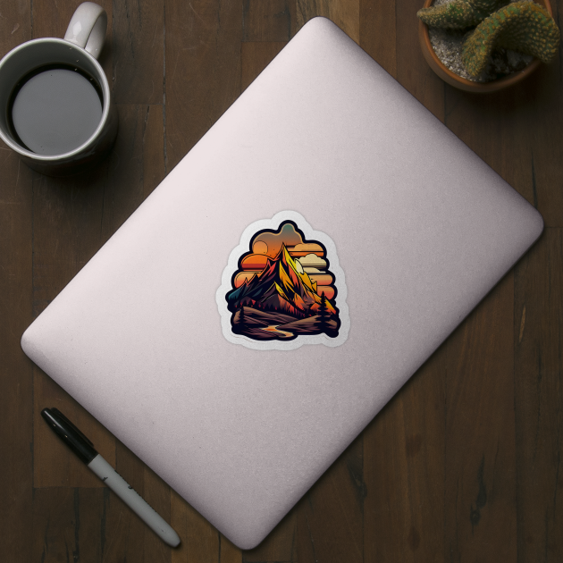 Sunset Mountain Sticker #3 by Walford-Designs